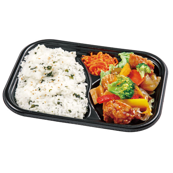 若鶏と野菜の黒酢和えわかめご飯弁当